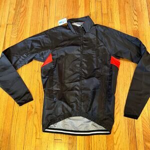 Podium Wear Jacket Mens Small Cycling Full Zip Windbreaker Pocket Jersey Black